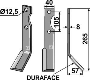 Couteau DURAFACE 265x40mm, droit
