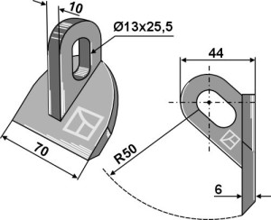 Hamerklepel 70x10mm