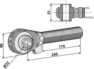 Spindel M40x3 - 170
