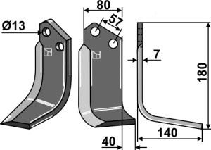Couteau 180x80mm, droit
