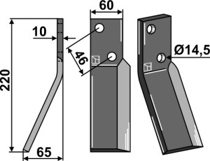 Dent rotative 220x60mm, gauche