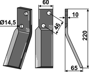 Dent rotative 220x60mm, droit