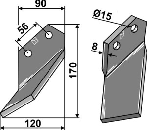 Dent rotative 170x90mm, gauche