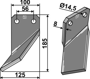 Dent rotative 185x100mm, gauche