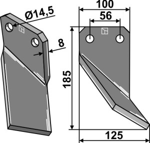 Dent rotative 185x100mm, droit