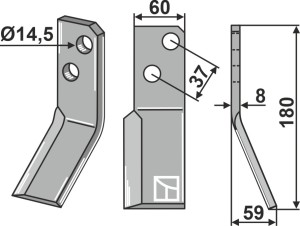 Dent rotative 180x60mm, droit