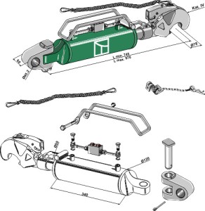 Hydraulische topstang met vanghaken en stangkop