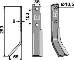 Dent rotative 290x35mm, gauche