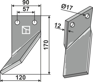 Dent rotative 170x90mm, gauche