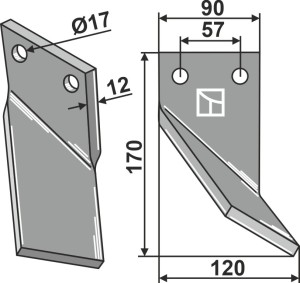 Dent rotative 170x90mm, droit