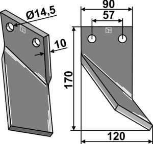 Dent rotative 170x90mm, droit