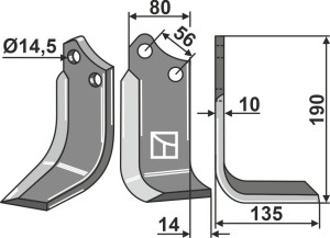 Couteau 190x80mm, droit