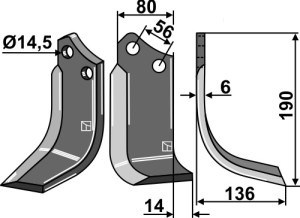 Couteau 190x80mm, droit