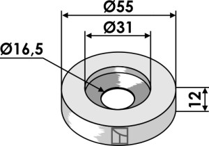 Afstandsbus Ø55x12xØ16,5