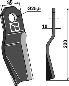Gedraaid mes 220x80mm