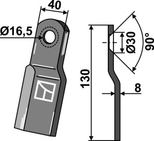 Overlappend mes 130x40mm