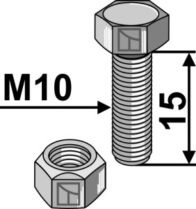 Zeskantmoer M10x1,5x15met borgmoer