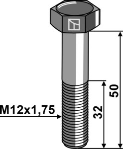 Zeskantmoer M12x1,75x50 zonder moer - verzinkt