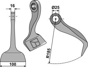 Hamerklepel 100x16mm