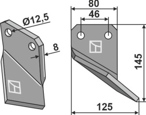 Dent rotative 145x80mm, droit