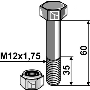 Bout met borgmoer - M12 - 8.8
