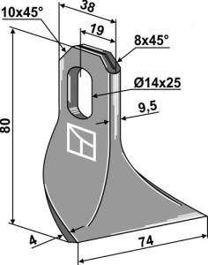 Klepel 80x38mm