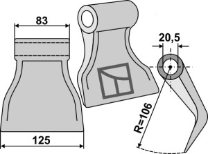 Hamerklepel 125x83mm