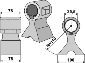 Hamerklepel 78x78mm