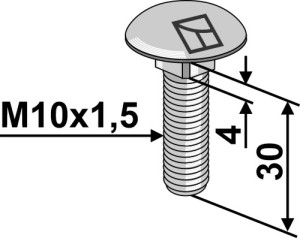 Boulon à tête bombée M10x1,5x30 sans écrou