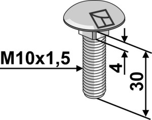 Boulon à tête bombée M10x1,5x30 sans écrou