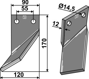 Dent rotative 170x90mm, gauche