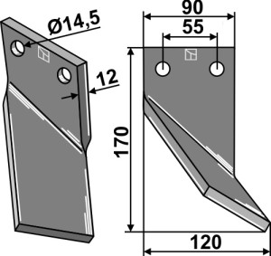 Dent rotative 170x90mm, droit