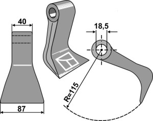 Hamerklepel 87x40mm