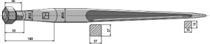 Dent pointue avec écrou conique