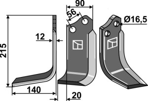 Couteau 215x90mm, gauche
