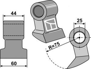 Hamerklepel 60x44mm