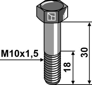 Boulon à tête hexagonale - M10x1,5 - 8.8
