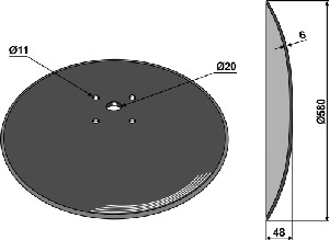 Disque lisse Ø580x6 pour arracheuses de bettaraves