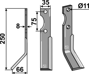 Dent rotative 250x35mm, gauche