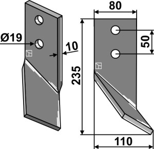 Dent rotative 235x80mm, gauche