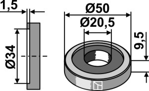 Scheibe Ø50x9,5xØ20,5