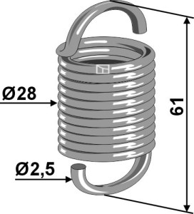 Extension spring 61xØ2,5xØ28