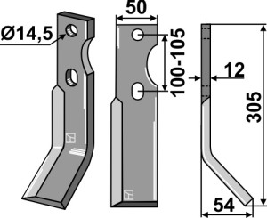 Dent rotative 305x50mm, droit