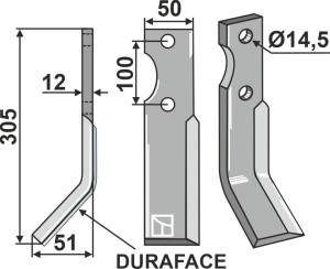 Dent rotative DURAFACE 300x50mm, gauche
