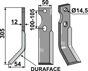 Dent rotative DURAFACE 305x50mm, gauche
