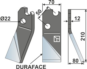 Dent rotative DURAFACE 210x70mm, droit