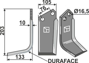 Couteau DURAFACE 203x105mm, gauche