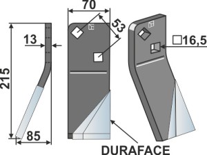Dent rotative DURAFACE 215x70mm, gauche