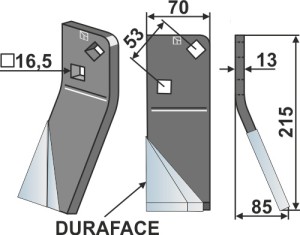 Dent rotative DURAFACE 215x70mm, droit