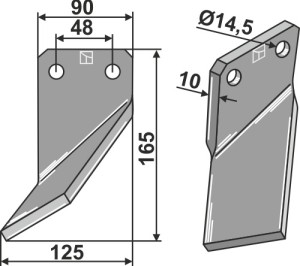 Dent rotative 165x90mm, gauche